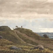 Peter Christian Skovgaard | Landschaft mit einer sandigen Straße - 1842 | Gerahmter Kunstdruck | Goldenes Zeitalter Dänemark