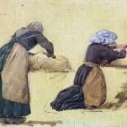 Peter Christian Skovgaard | To kvinder klipper får - 1877 | Indrammet kunsttryk | Danmarks Guldalder