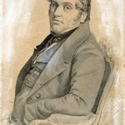 Peter Christian Skovgaard | Portræt af en siddende mand - 1842 | Indrammet kunsttryk | Danmarks Guldalder