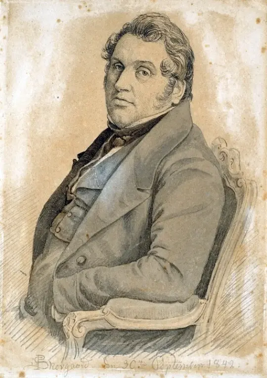 Peter Christian Skovgaard | Portræt af en siddende mand - 1842 | Indrammet kunsttryk | Danmarks Guldalder