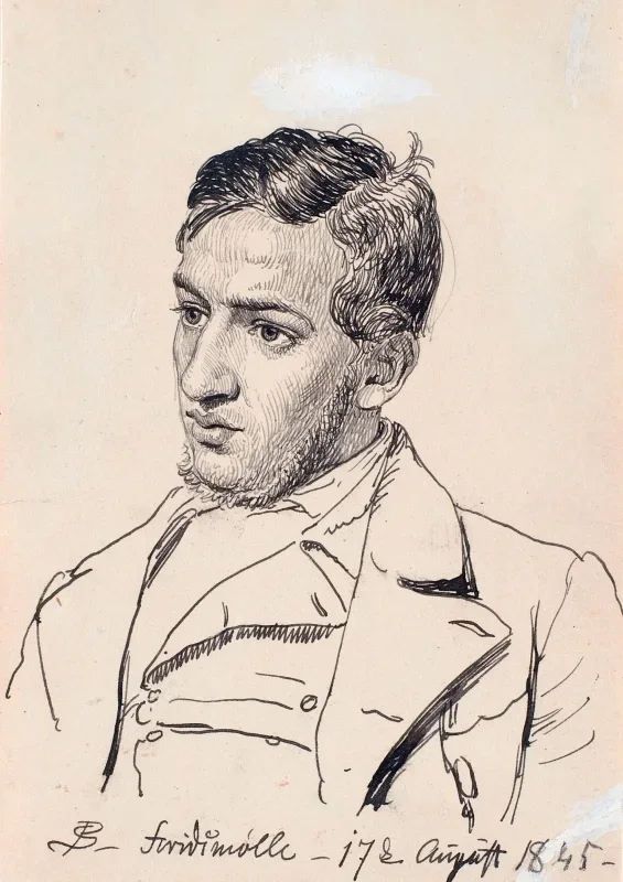 Peter Christian Skovgaard | Portræt af maleren Carlo Dalgas - 1845 | Indrammet kunsttryk | Danmarks Guldalder