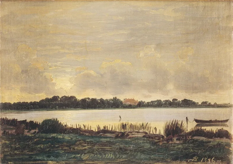 Peter Christian Skovgaard | Udsigt over Præstø Fjord - 1846 | Indrammet kunsttryk | Danmarks Guldalder