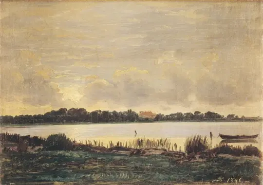 Peter Christian Skovgaard | Udsigt over Præstø Fjord - 1846 | Indrammet kunsttryk | Danmarks Guldalder