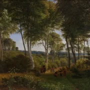 Peter Christian Skovgaard | Delhoved Wood near Lake Skarre - 1846 | Indrammet kunsttryk | Danmarks Guldalder
