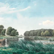 Peter Christian Skovgaard | Trærigt landskab med en sø - 1845 | Indrammet kunsttryk | Danmarks Guldalder