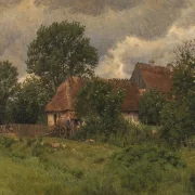 Peter Christian Thamsen Skovgaard – Alte Nebengebäude eines Herrenhauses 1876 | Indrammet giclée-kunsttryk