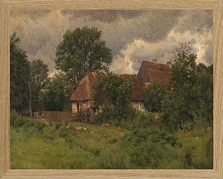 Peter Christian Thamsen Skovgaard – Alte Nebengebäude eines Herrenhauses 1876 | Indrammet giclée-kunsttryk