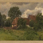 Peter Christian Thamsen Skovgaard – Alte Nebengebäude eines Herrenhauses 1876 | Indrammet giclée-kunsttryk