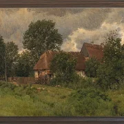 Peter Christian Thamsen Skovgaard – Alte Nebengebäude eines Herrenhauses 1876 | Indrammet giclée-kunsttryk