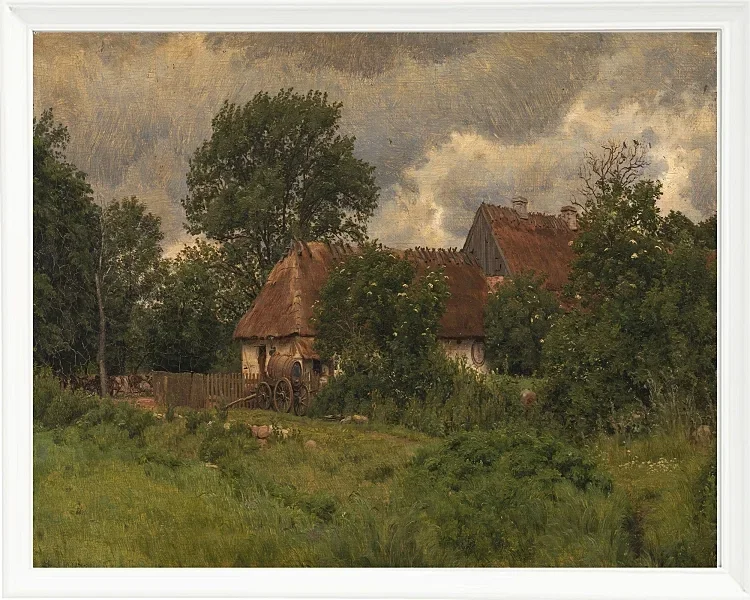 Peter Christian Thamsen Skovgaard – Alte Nebengebäude eines Herrenhauses 1876 | Indrammet giclée-kunsttryk