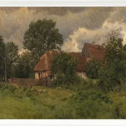 Peter Christian Thamsen Skovgaard – Alte Nebengebäude eines Herrenhauses 1876 | Indrammet giclée-kunsttryk