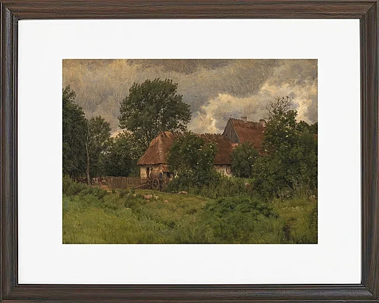 Peter Christian Thamsen Skovgaard – Alte Nebengebäude eines Herrenhauses 1876 | Indrammet giclée-kunsttryk