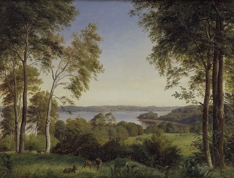 Peter Christian Thamsen Skovgaard – Ansicht von Skarre Sø 1844 | Indrammet giclée-kunsttryk