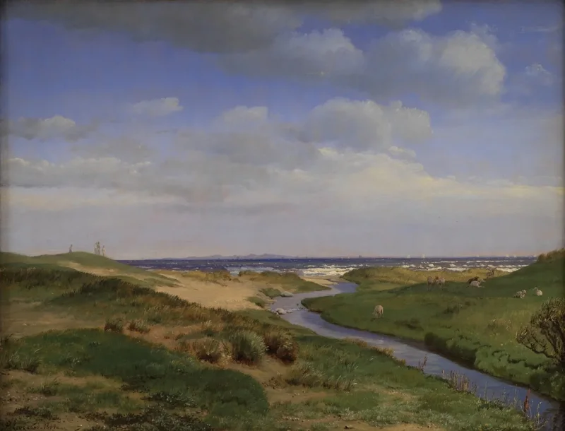Peter Christian Thamsen Skovgaard – Blick auf die Nordküste Seelands bei Dronningmølle – 1843 | Indrammet giclée-kunsttryk