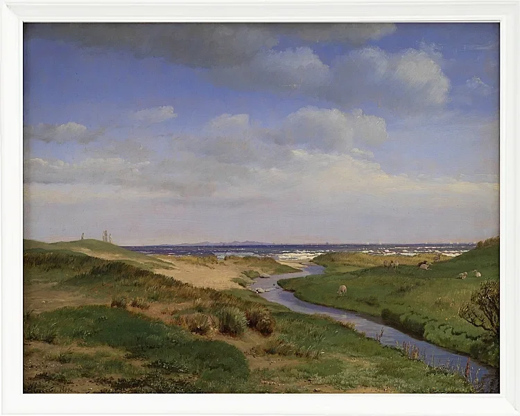 Peter Christian Thamsen Skovgaard – Blick auf die Nordküste Seelands bei Dronningmølle – 1843 | Indrammet giclée-kunsttryk