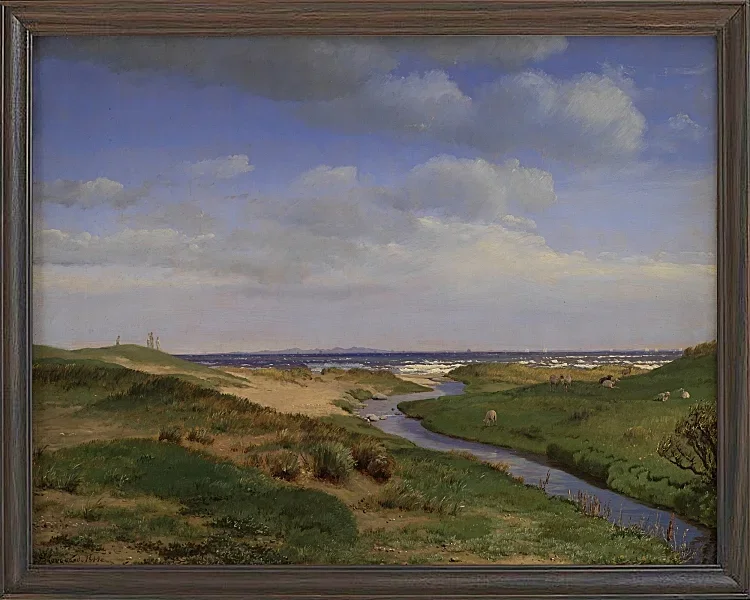 Peter Christian Thamsen Skovgaard – Blick auf die Nordküste Seelands bei Dronningmølle – 1843 | Indrammet giclée-kunsttryk