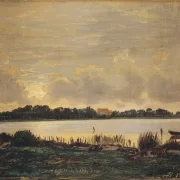 Peter Christian Thamsen Skovgaard – Blick über den Præstø-Fjord auf das Herrenhaus von Nysø 1845 | Indrammet giclée-kunsttryk