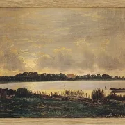 Peter Christian Thamsen Skovgaard – Blick über den Præstø-Fjord auf das Herrenhaus von Nysø 1845 | Indrammet giclée-kunsttryk