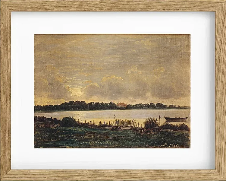 Peter Christian Thamsen Skovgaard – Blick über den Præstø-Fjord auf das Herrenhaus von Nysø 1845 | Indrammet giclée-kunsttryk