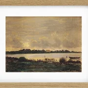 Peter Christian Thamsen Skovgaard – Blick über den Præstø-Fjord auf das Herrenhaus von Nysø 1845 | Indrammet giclée-kunsttryk