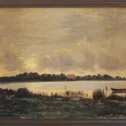 Peter Christian Thamsen Skovgaard – Blick über den Præstø-Fjord auf das Herrenhaus von Nysø 1845 | Indrammet giclée-kunsttryk