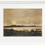 Peter Christian Thamsen Skovgaard – Blick über den Præstø-Fjord auf das Herrenhaus von Nysø 1845 | Indrammet giclée-kunsttryk