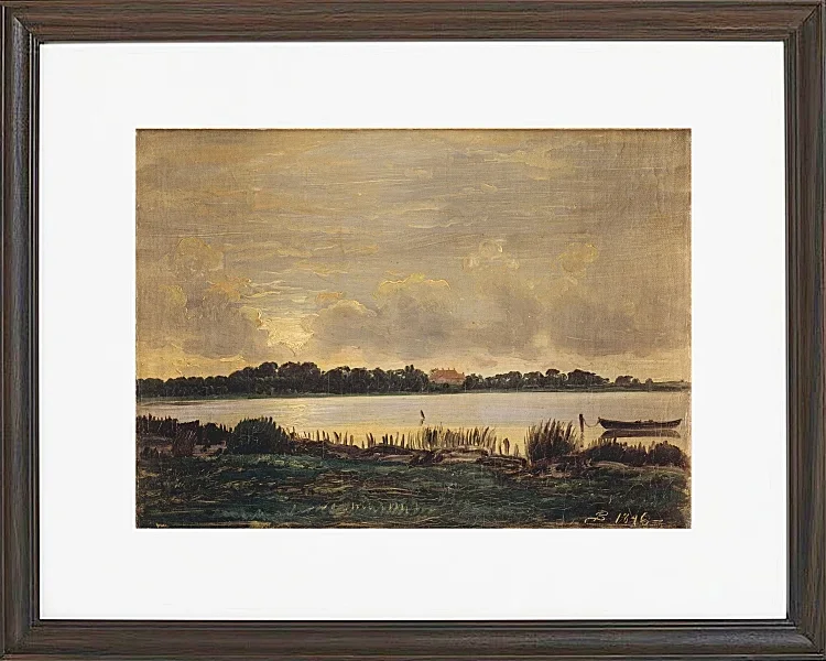 Peter Christian Thamsen Skovgaard – Blick über den Præstø-Fjord auf das Herrenhaus von Nysø 1845 | Indrammet giclée-kunsttryk
