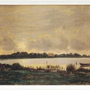 Peter Christian Thamsen Skovgaard – Blick über den Præstø-Fjord auf das Herrenhaus von Nysø 1845 | Indrammet giclée-kunsttryk