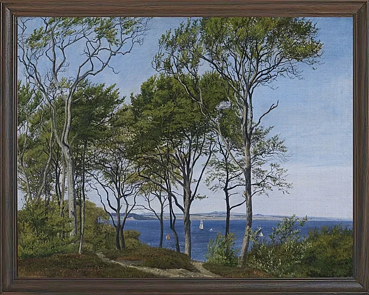 Peter Christian Thamsen Skovgaard – Blick durch Buchen über einen Fjord 1849 | Indrammet giclée-kunsttryk