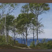 Peter Christian Thamsen Skovgaard – Blick durch Buchen über einen Fjord 1849 | Indrammet giclée-kunsttryk