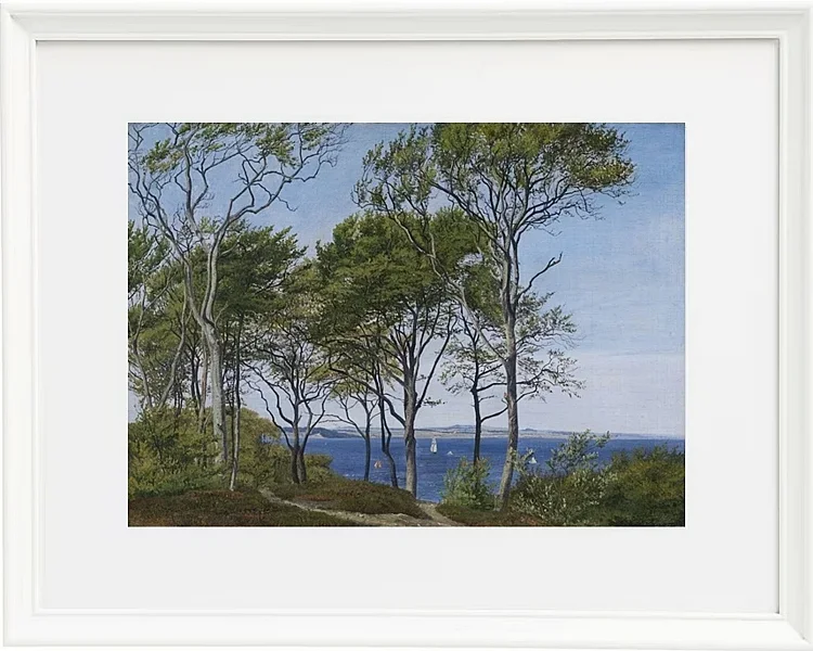 Peter Christian Thamsen Skovgaard – Blick durch Buchen über einen Fjord 1849 | Indrammet giclée-kunsttryk