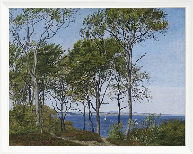 Peter Christian Thamsen Skovgaard – Blick durch Buchen über einen Fjord 1849 | Indrammet giclée-kunsttryk