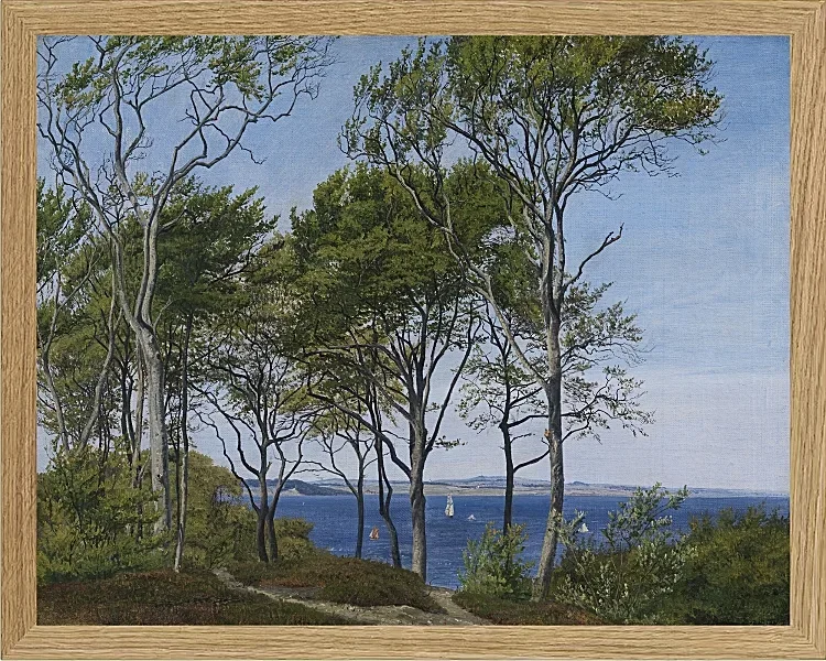 Peter Christian Thamsen Skovgaard – Blick durch Buchen über einen Fjord 1849 | Indrammet giclée-kunsttryk
