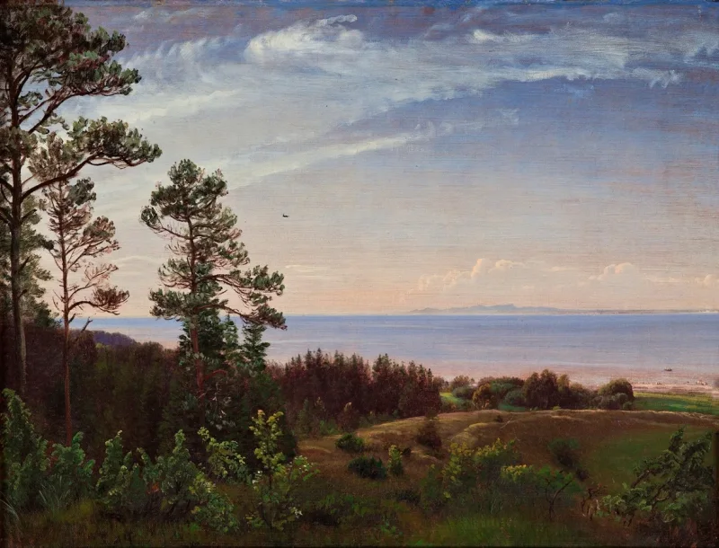 Peter Christian Thamsen Skovgaard – Blick von der Nordküste Seelands über Kattegat und Kullabe 1832 | Indrammet giclée-kunsttryk