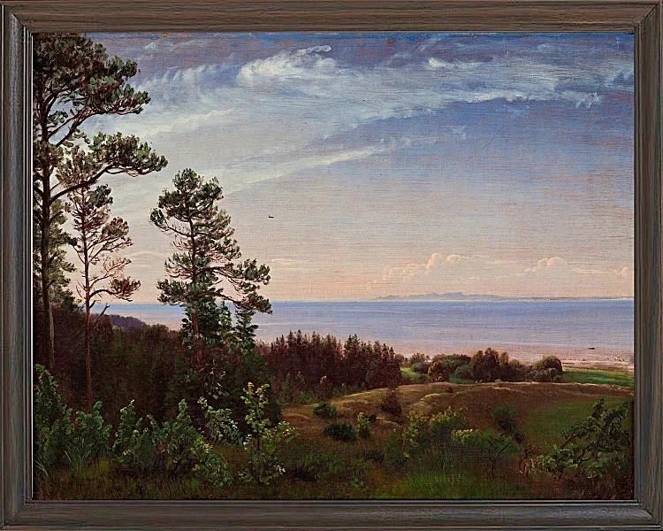 Peter Christian Thamsen Skovgaard – Blick von der Nordküste Seelands über Kattegat und Kullabe 1832 | Indrammet giclée-kunsttryk