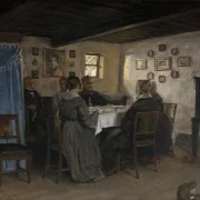 Peter Christian Thamsen Skovgaard – Die Freunde und Familie des Künstlers sitzen um einen Tisch 1842 | Indrammet giclée-kunsttryk
