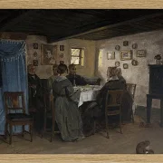 Peter Christian Thamsen Skovgaard – Die Freunde und Familie des Künstlers sitzen um einen Tisch 1842 | Indrammet giclée-kunsttryk