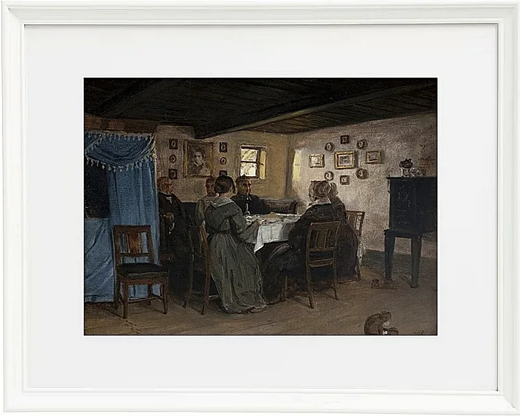 Peter Christian Thamsen Skovgaard – Die Freunde und Familie des Künstlers sitzen um einen Tisch 1842 | Indrammet giclée-kunsttryk