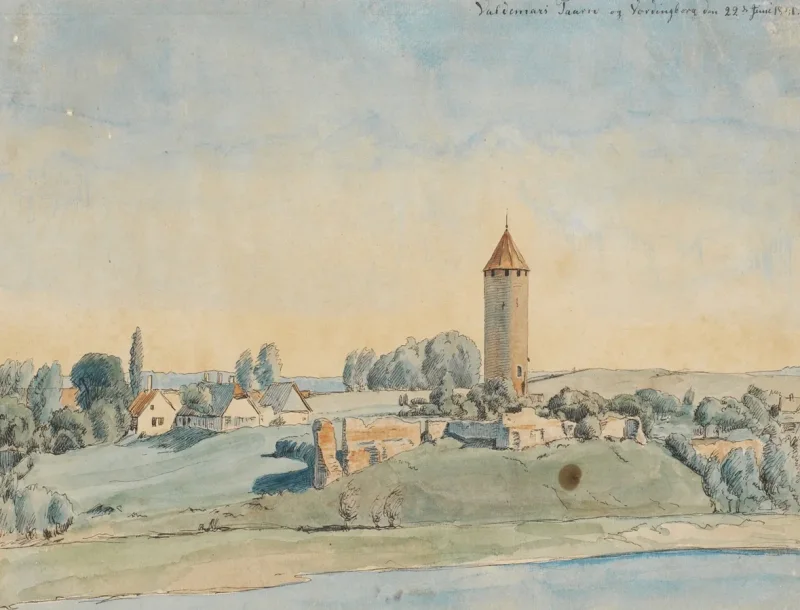 Peter Christian Thamsen Skovgaard – Gas Versorgungsturm, Vordingborg 1841 | Indrammet giclée-kunsttryk