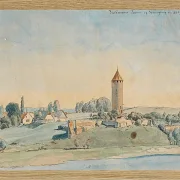 Peter Christian Thamsen Skovgaard – Gas Versorgungsturm, Vordingborg 1841 | Indrammet giclée-kunsttryk