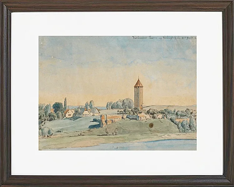 Peter Christian Thamsen Skovgaard – Gas Versorgungsturm, Vordingborg 1841 | Indrammet giclée-kunsttryk