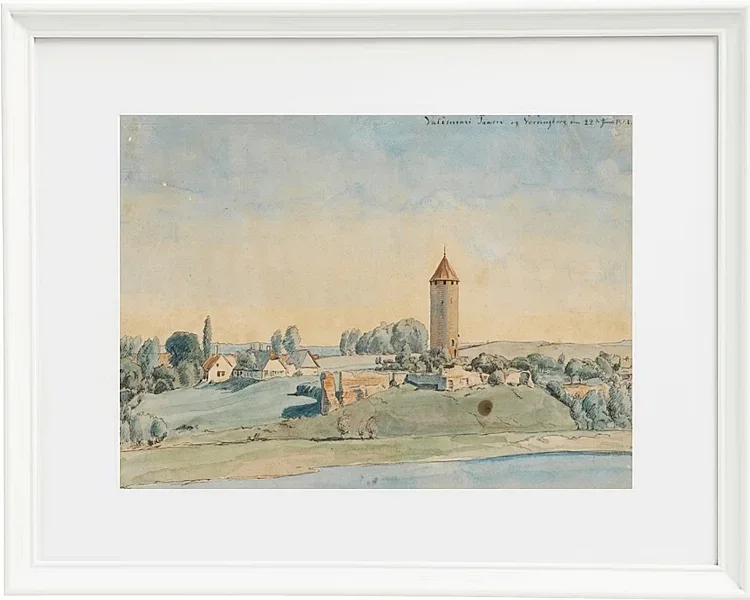 Peter Christian Thamsen Skovgaard – Gas Versorgungsturm, Vordingborg 1841 | Indrammet giclée-kunsttryk