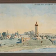 Peter Christian Thamsen Skovgaard – Gas Versorgungsturm, Vordingborg 1841 | Indrammet giclée-kunsttryk