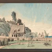 Peter Christian Thamsen Skovgaard – Küstenlandschaft mit reetgedeckten Häusern 1840 | Indrammet giclée-kunsttryk