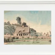 Peter Christian Thamsen Skovgaard – Küstenlandschaft mit reetgedeckten Häusern 1840 | Indrammet giclée-kunsttryk