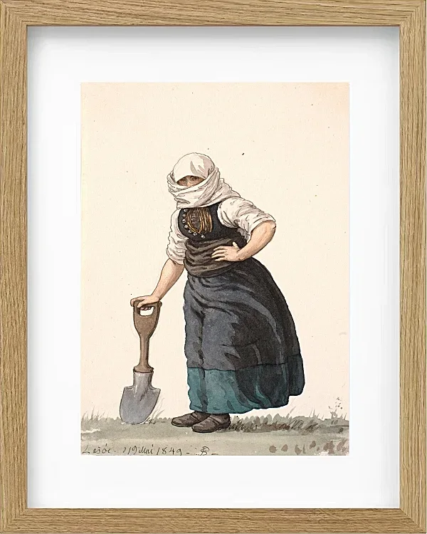 Peter Christian Thamsen Skovgaard – Læssøe-Bauernmädchen in Alltagskleidung 1849 | Giclée Kunstdruck gerahmt