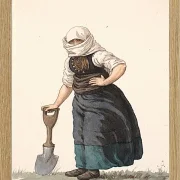 Peter Christian Thamsen Skovgaard – Læssøe-Bauernmädchen in Alltagskleidung 1849 | Giclée Kunstdruck gerahmt
