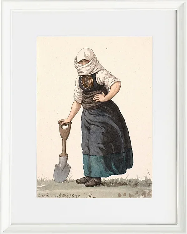 Peter Christian Thamsen Skovgaard – Læssøe-Bauernmädchen in Alltagskleidung 1849 | Giclée Kunstdruck gerahmt