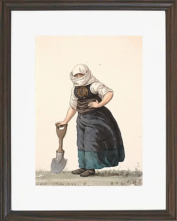 Peter Christian Thamsen Skovgaard – Læssøe-Bauernmädchen in Alltagskleidung 1849 | Giclée Kunstdruck gerahmt
