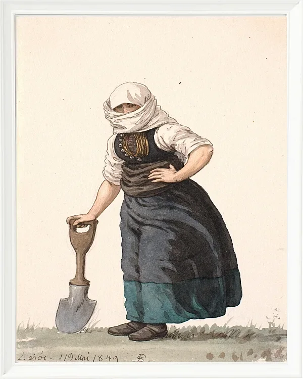 Peter Christian Thamsen Skovgaard – Læssøe-Bauernmädchen in Alltagskleidung 1849 | Giclée Kunstdruck gerahmt